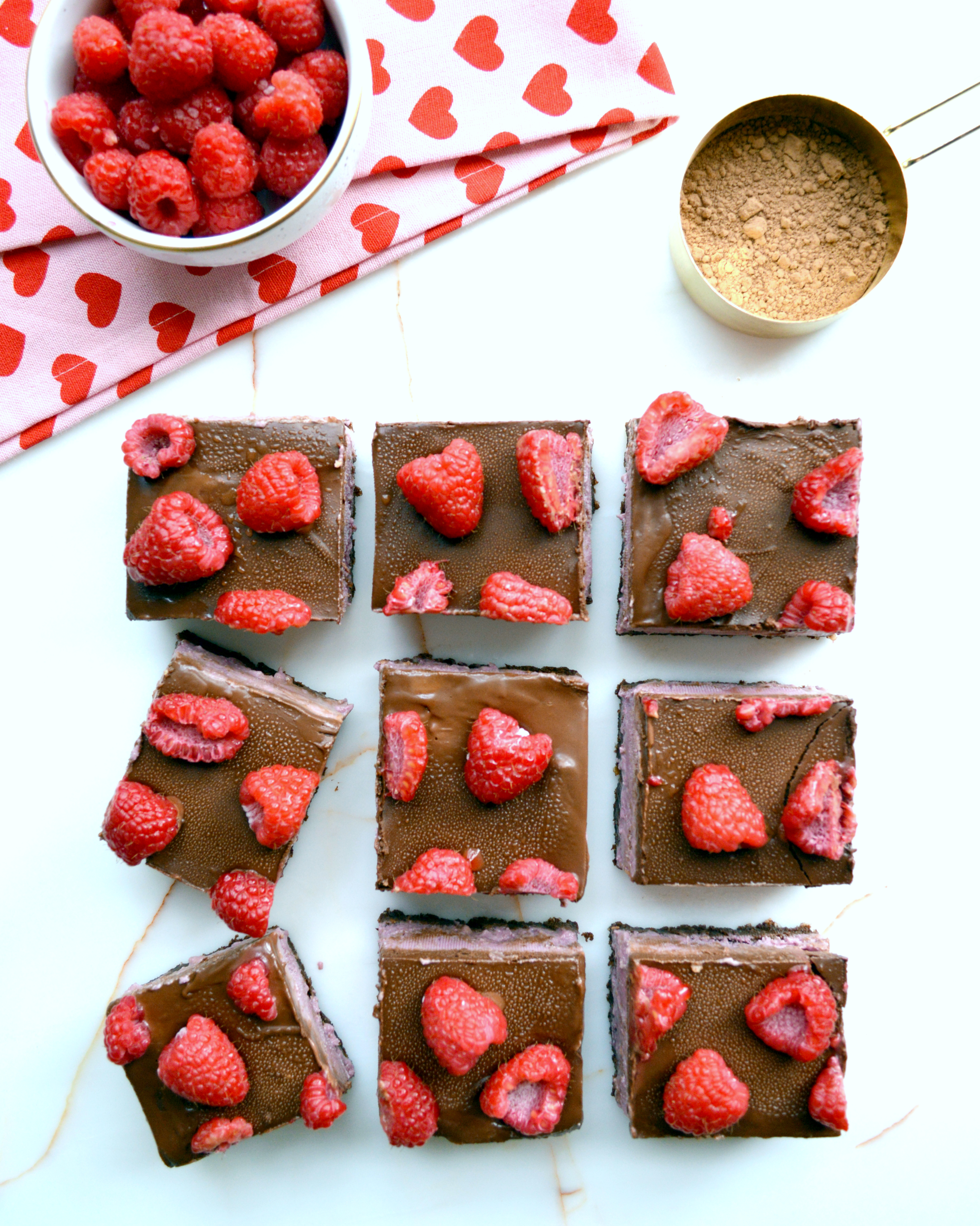Raspberry Chocolate Squares (Raw, Vegan) by Plantbased Baker