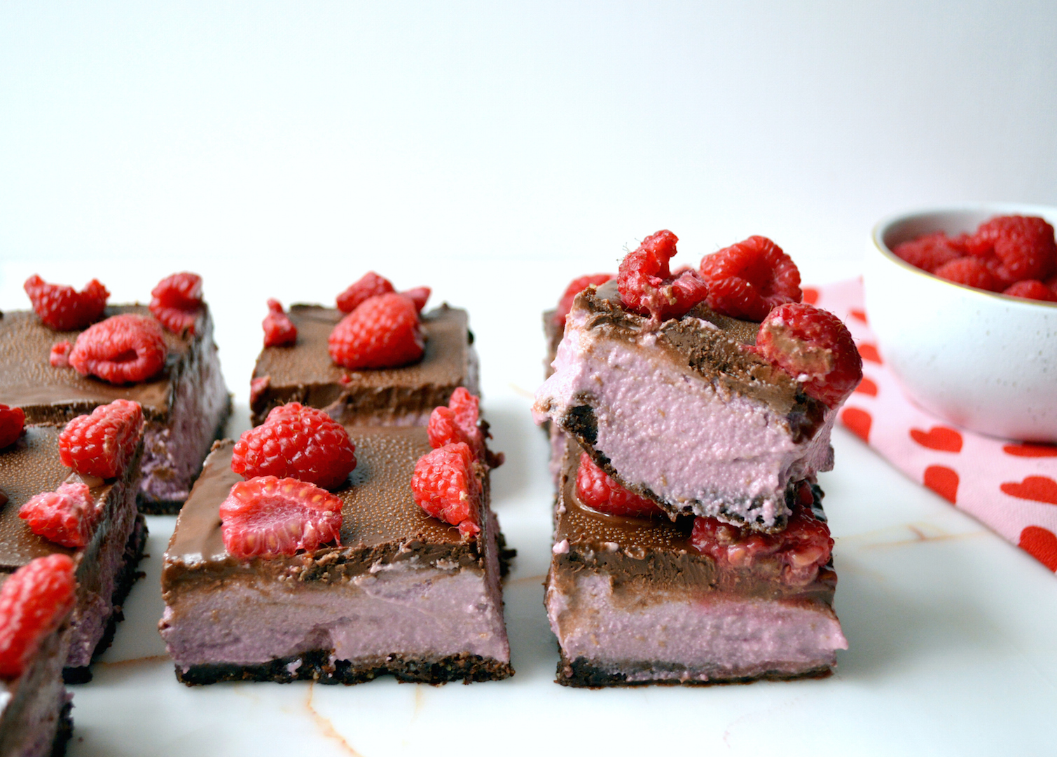 Raspberry Chocolate Squares (Raw, Vegan) by Plantbased Baker