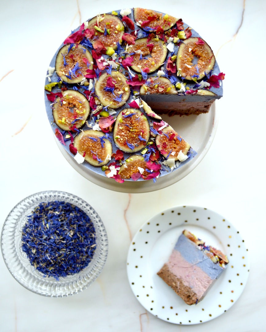 Blue Matcha & Fig 'Kaleidoscope' Cheesecake 