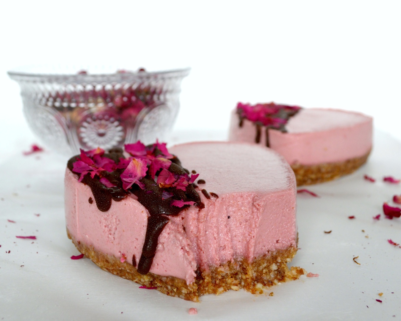 Chocolate Beetroot and Rosewater Cheesecakes (No-Bake, Vegan) by Plantbased Baker