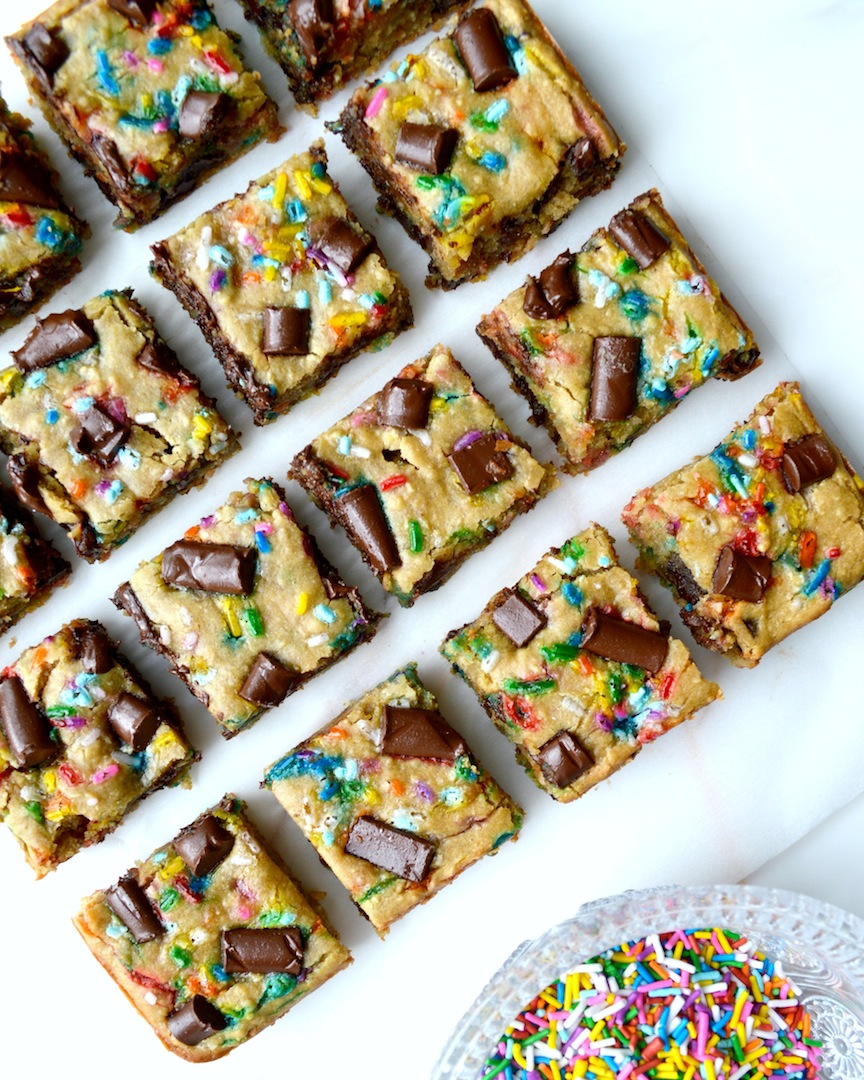 Funfetti  Chocolate  Chunk  Chickpea  Blondies  (Vegan,  Gluten-Free) by Plantbased Baker