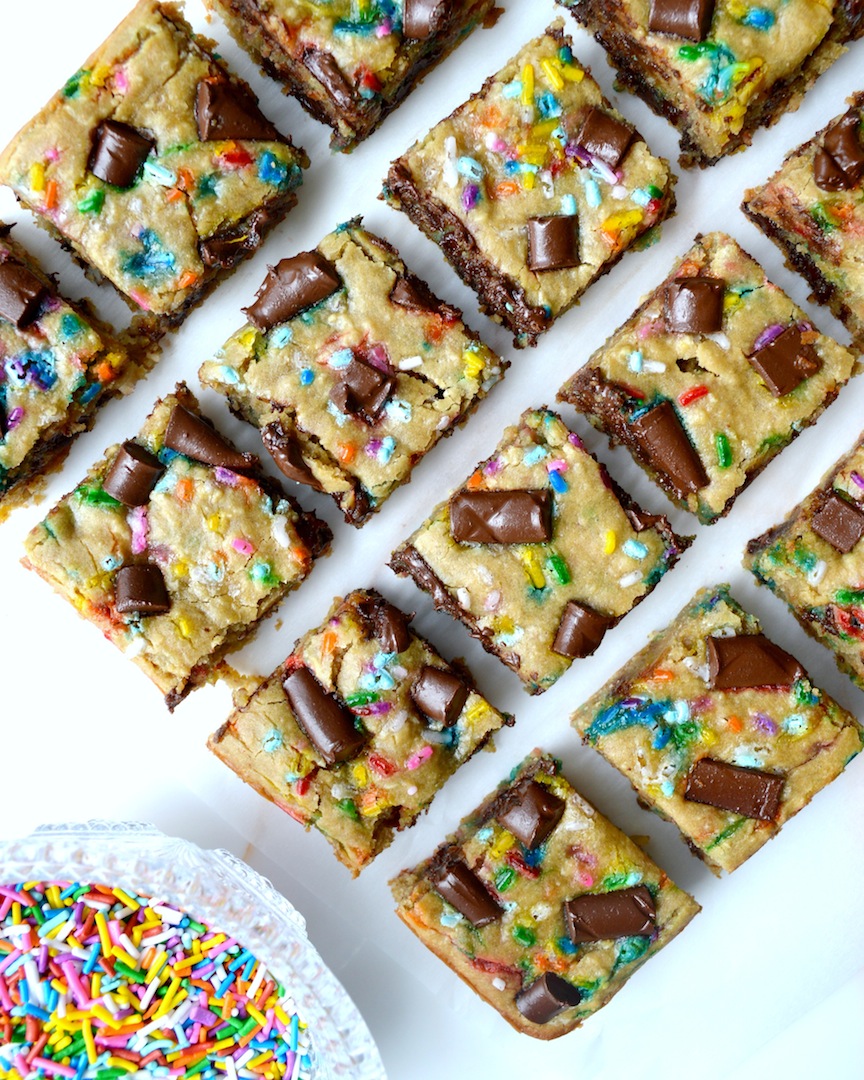 Funfetti  Chocolate  Chunk  Chickpea  Blondies  (Vegan,  Gluten-Free) by Plantbased Baker