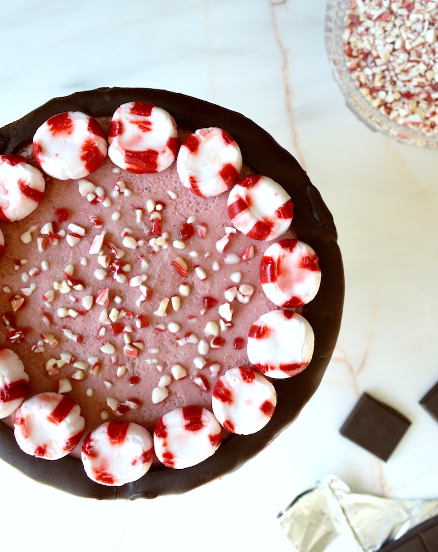 Peppermint Hot Chocolate Cheesecake (No-Bake, Vegan) by Plantbased Baker