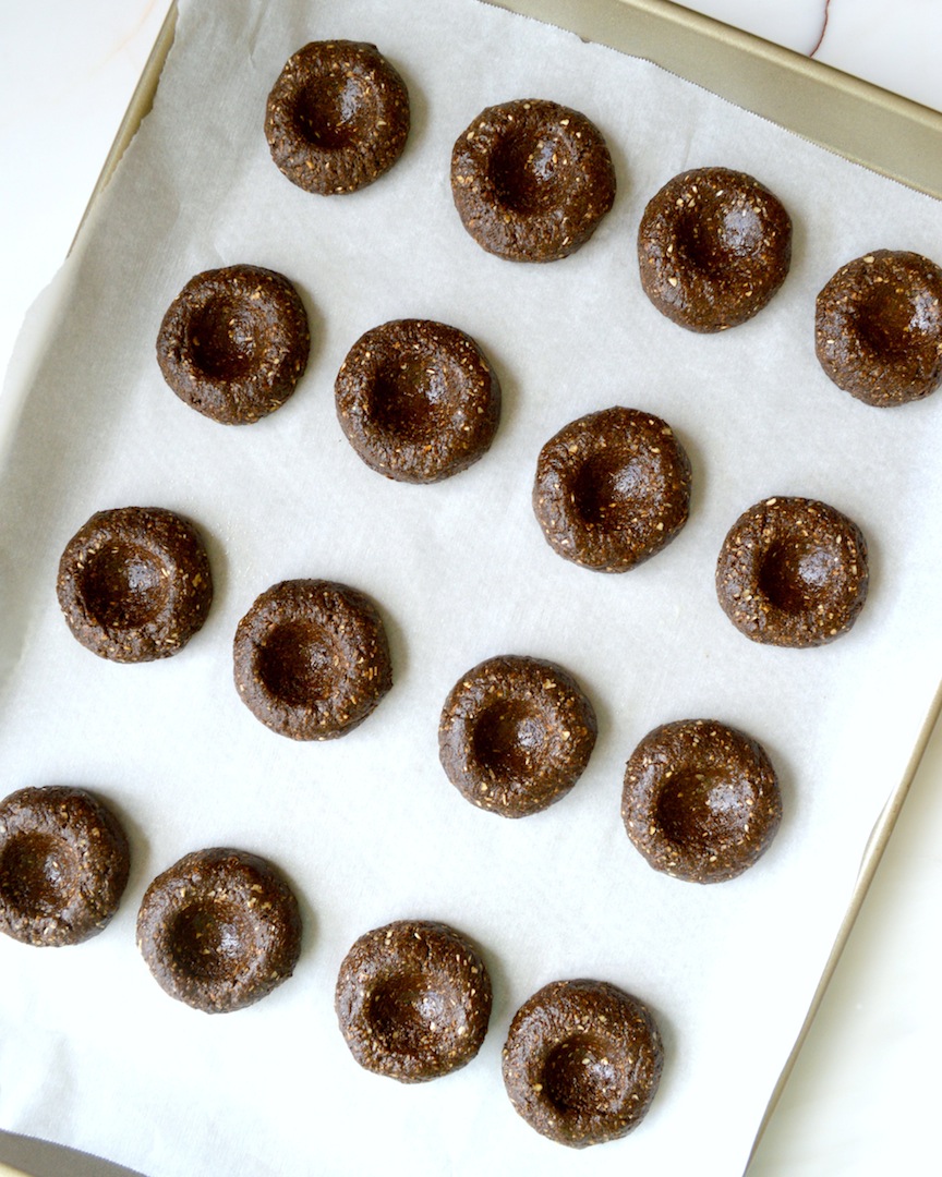 Gingerbread Thumbprint Cookies with Cashew Cream and Berry Jam (Gluten-free, Vegan) by Plantbased Baker