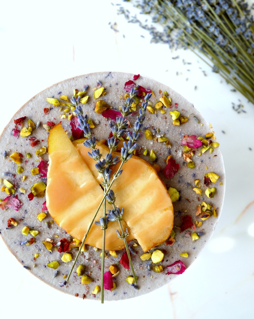 Lavender  Pear  Cheesecake  (Raw,  Vegan) by Plantbased Baker