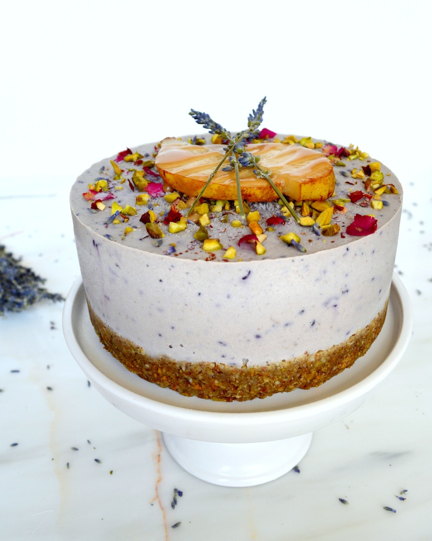 Lavender  Pear  Cheesecake  (Raw,  Vegan) by Plantbased Baker