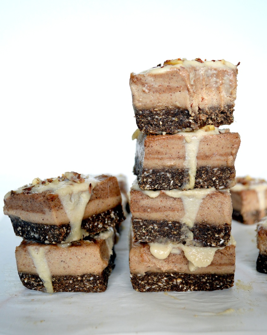 Salted  Caramel  Cinnamon  Roll  Bars  (Raw, Vegan) by Plantbased Baker